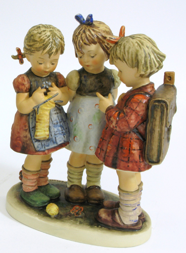 Appraisal: GERMAN HUMMEL FIGURAL GROUP School Girls HUM III TM- -