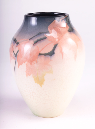 Appraisal: ROOKWOOD Iris glaze ovoid vase painted by Sally Coyne with