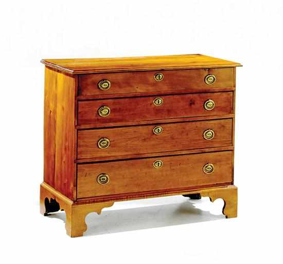 Appraisal: New England Chippendale maple chest of drawers circa molded rectangular