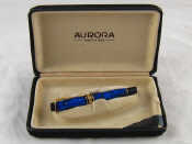 Appraisal: A boxed blue marble effect Aurora Optima fountain pen with