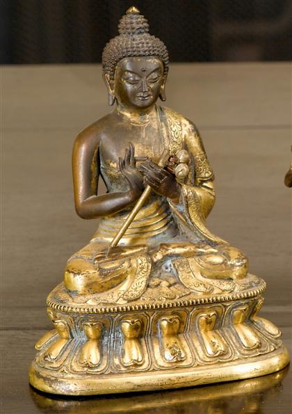 Appraisal: Sino Tibetan gilt bronze Buddhist figure th th century