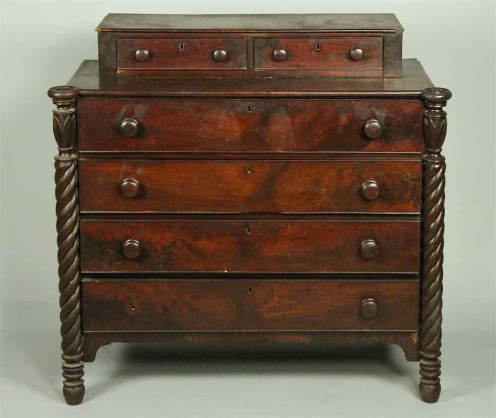 Appraisal: AMERICAN CLASSICAL MAHOGANY CHEST OF DRAWERS CIRCA having a rectangular