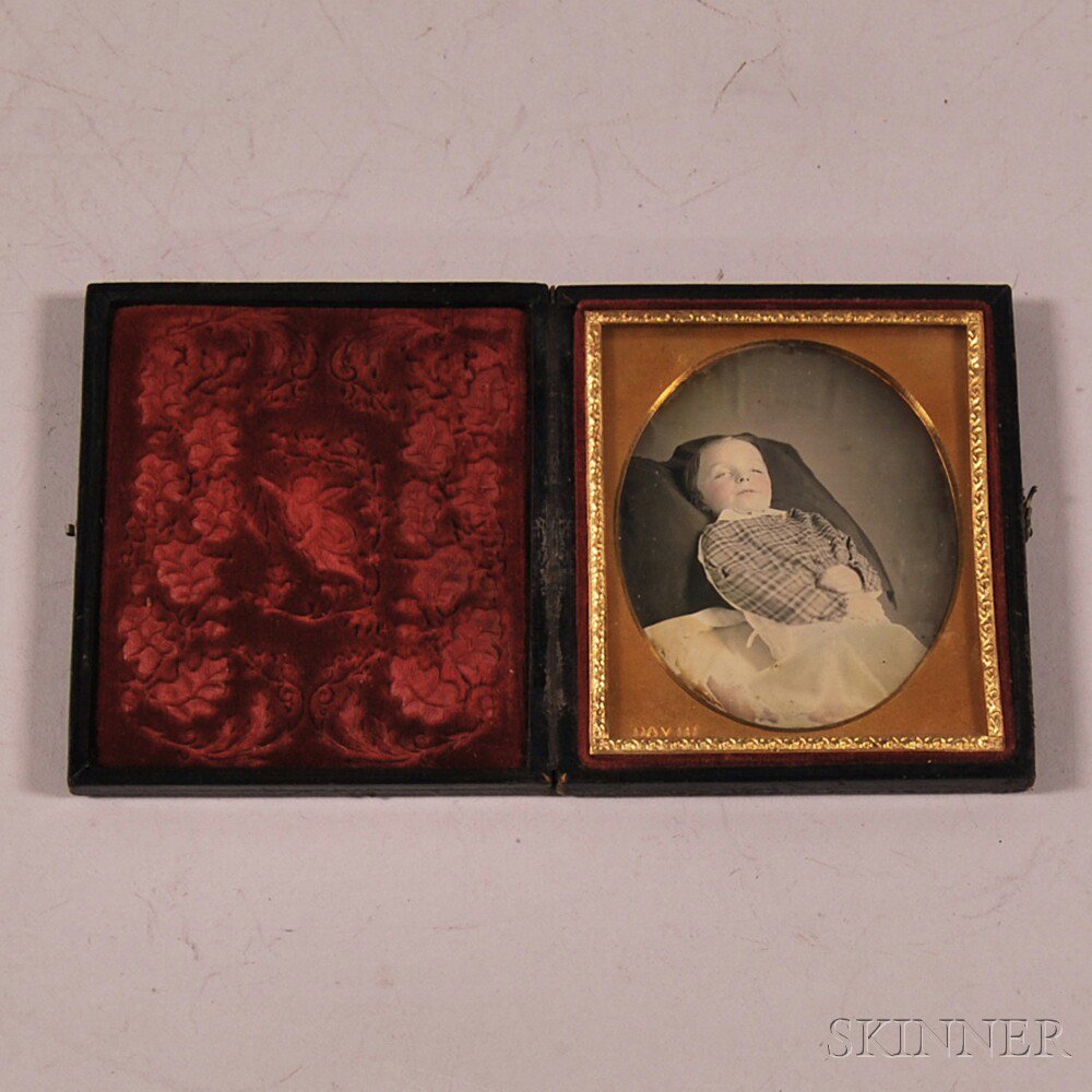 Appraisal: Sixth-plate Daguerreotype Portrait of a Deceased Young Boy in a