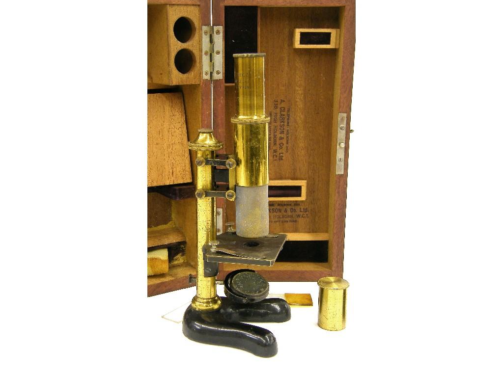 Appraisal: E Leitz Wetzlar no brass and black enamelled monocular microscope