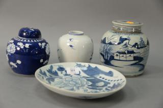 Appraisal: Four pieces of Chinese blue and white and Canton to