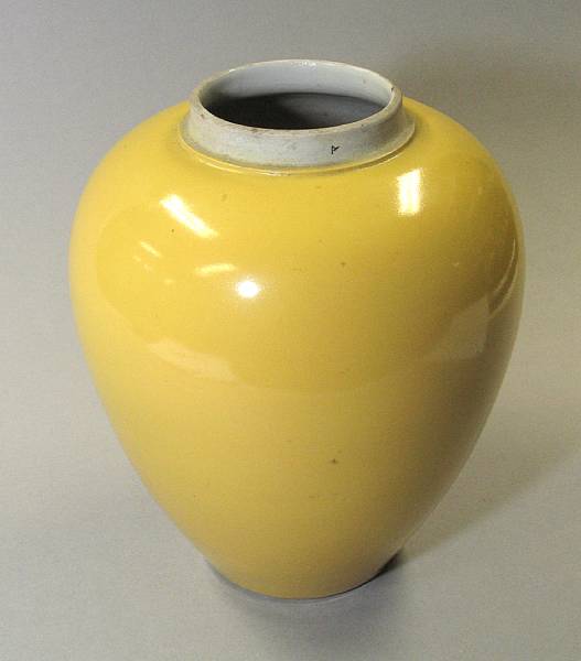 Appraisal: A yellow ground porcelain ginger jar th Century lacking cover