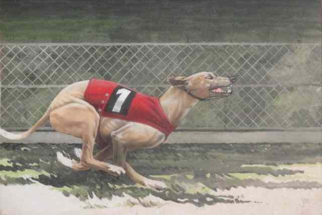 Appraisal: JON Watercolor of a Greyhound Signed lower right From a