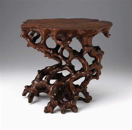 Appraisal: Fine Chinese huangyangmu or boxwood reticulated stand th century Highly