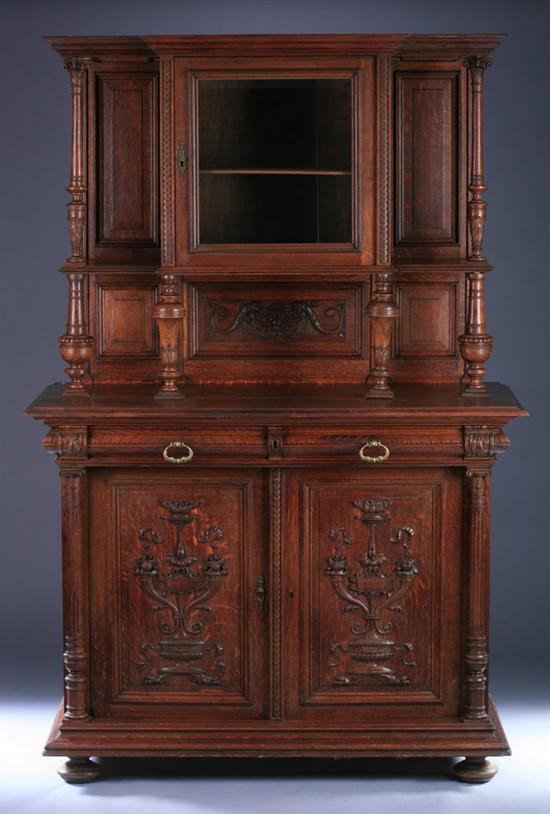 Appraisal: FRENCH RENAISSANCE REVIVAL OAK BUFFET A DEUX CORPS th century