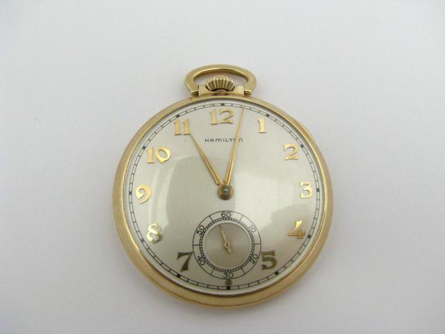 Appraisal: K Yellow Gold Hamilton Pocket watch second hand engraved in