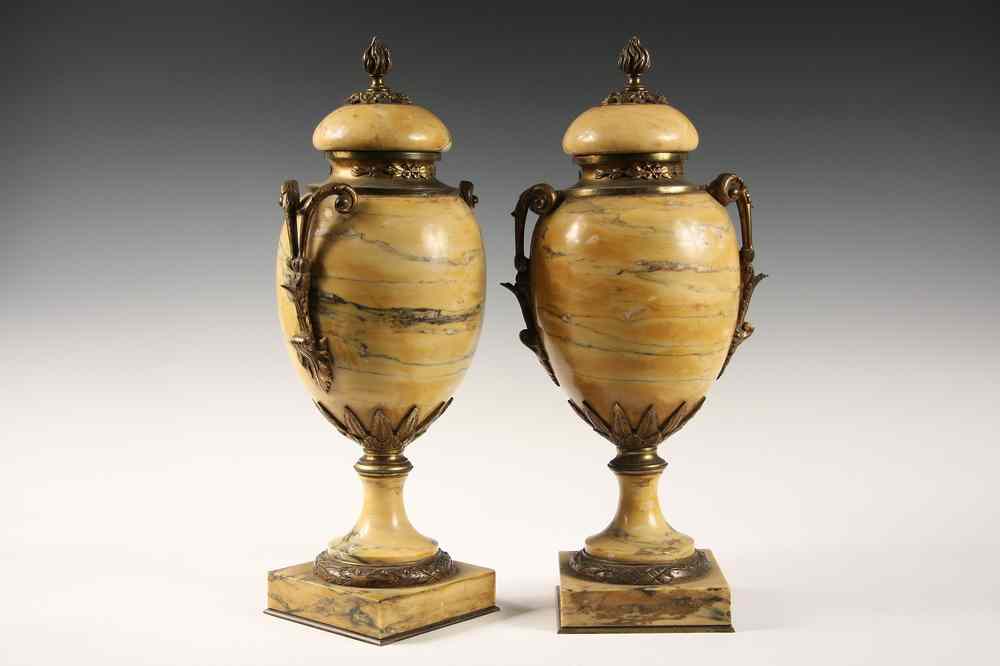 Appraisal: PAIR MANTEL URNS - Pair of th c French Gilt