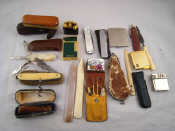 Appraisal: An interesting assembly of six penknives five cigarette lighters assorted