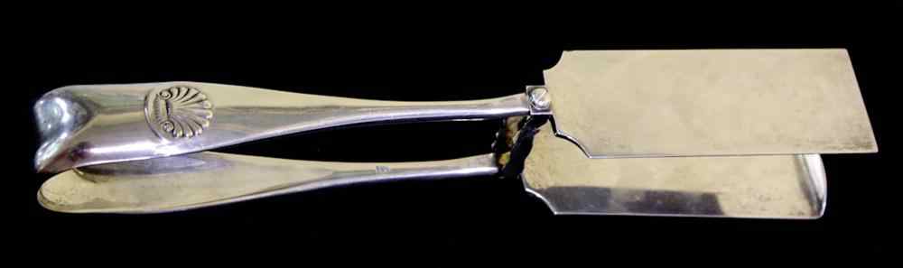 Appraisal: BIGELOW KENNARD SILVER SANDWICH TONGS both tapered sides cast with