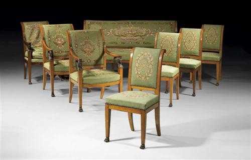 Appraisal: SUITE OF FURNITURE AUX SPHINGES Directoire stamped L BELLANGE Louis