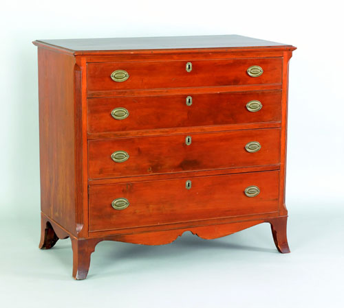 Appraisal: Pennsylvania Federal cherry chest of drawers ca with four drawers