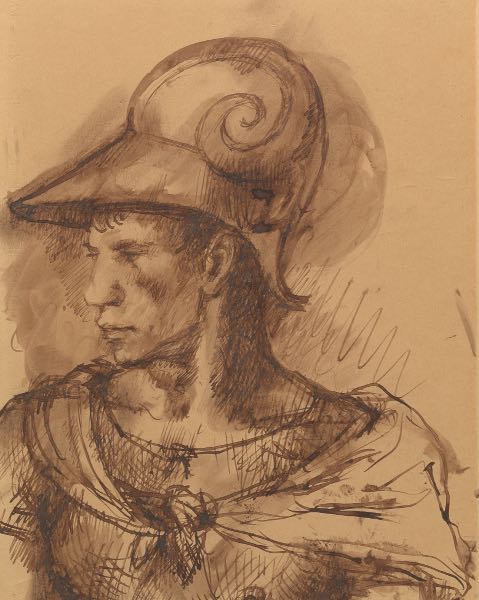 Appraisal: PAVEL TCHELITCHEW RUSSIAN - x Portrait of a Soldier Ink