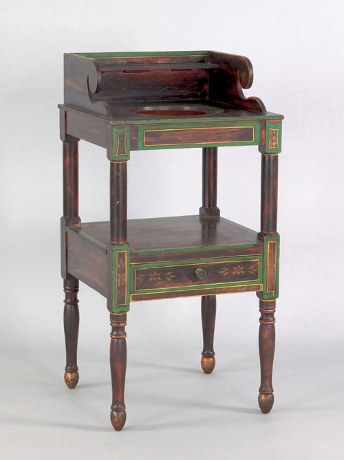 Appraisal: New England painted Sheraton washstand ca retaining its original rosewood