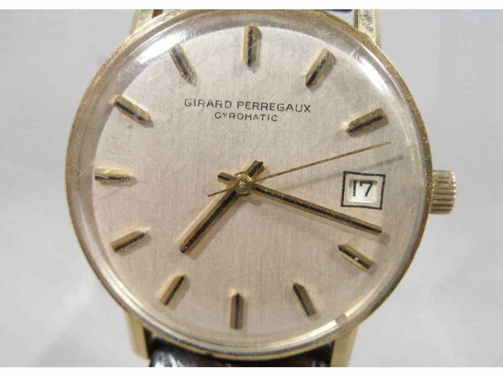 Appraisal: Vintage Gerard-Perregaux Men's Swiss Wristwatch k gold face initials B