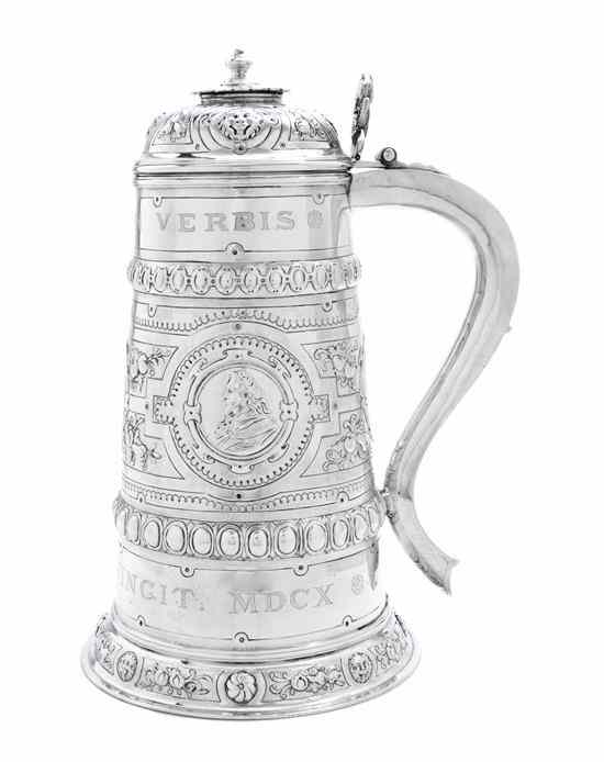 Appraisal: A German Silver Baroque Style Tankard stamped twice with maker's