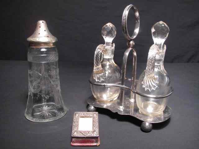 Appraisal: Mixed lot including an oil and vinegar crystal and silver