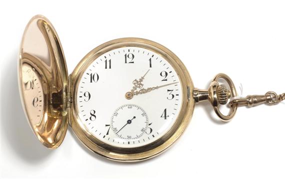 Appraisal: A HUNTER POCKET WATCH IWC circa Pink gold Polished case