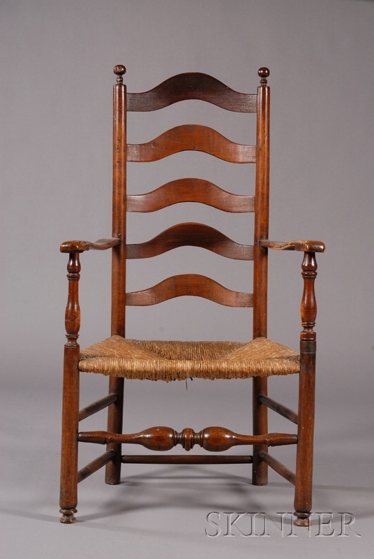 Appraisal: Turned Ladder-back Armchair possibly Delaware River Valley c - with