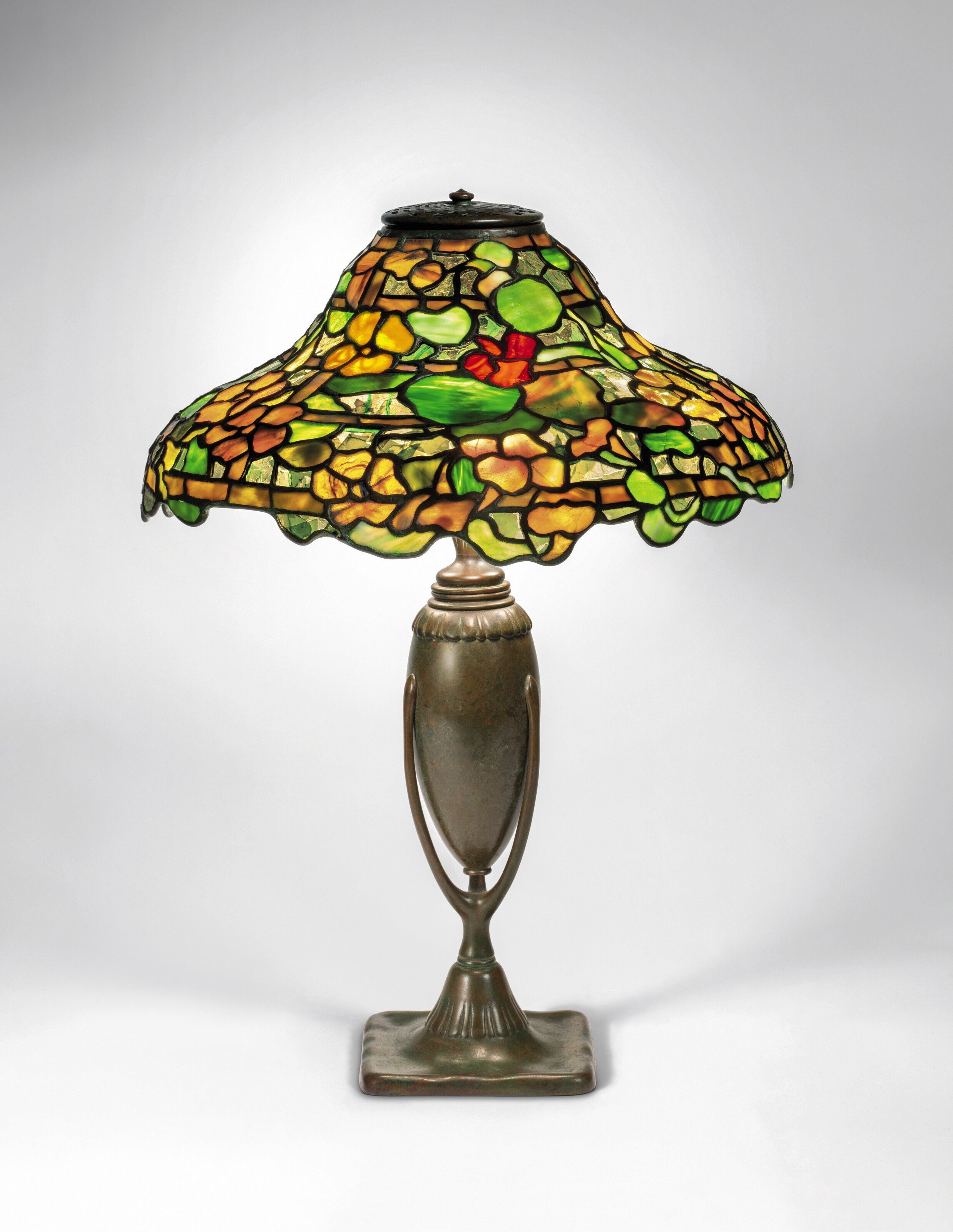 Appraisal: TIFFANY STUDIOS Rare 'Nasturtium' Table Lamp circa leaded glass patinated