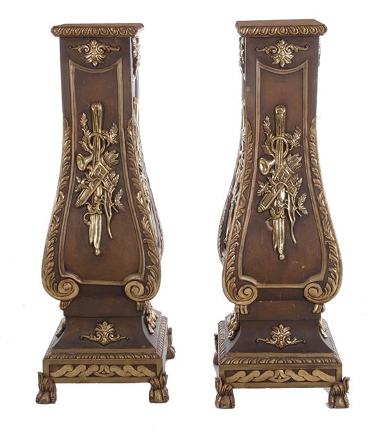 Appraisal: Pair Napolean III style gilt-decorated and painted pedestals first half