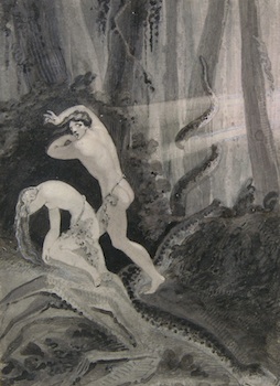 Appraisal: Attr Henry Fuseli Swiss - The Expulsion Ink graphite and