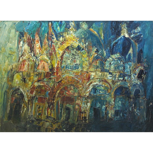 Appraisal: Jonah Kinigstien American th c St Marks Square oil on