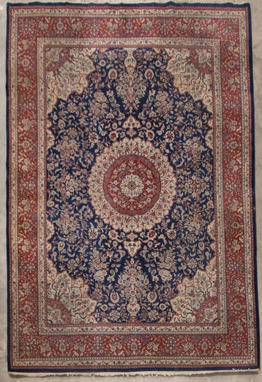 Appraisal: Beautiful multi-color Oriental Rug with cobalt blue border measures ft