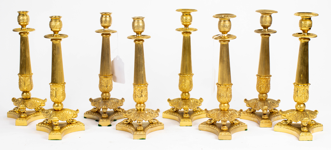 Appraisal: LOT OF LOUIS PHILIPPE STYLE BRASS CANDLESTICKS Lot of Louis