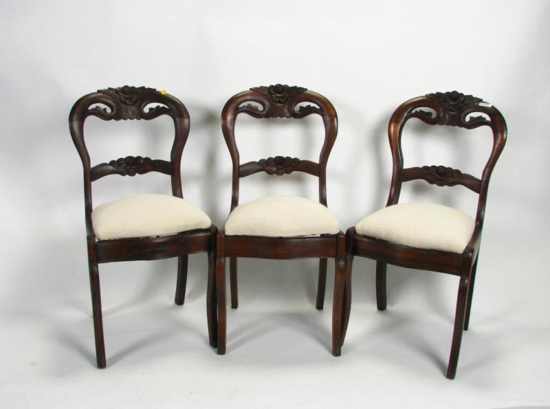 Appraisal: Set of Three Rosewood Grained Slip Seat Side Chairs with