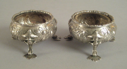 Appraisal: Pair of Philadelphia silver salts mid th c bearing the