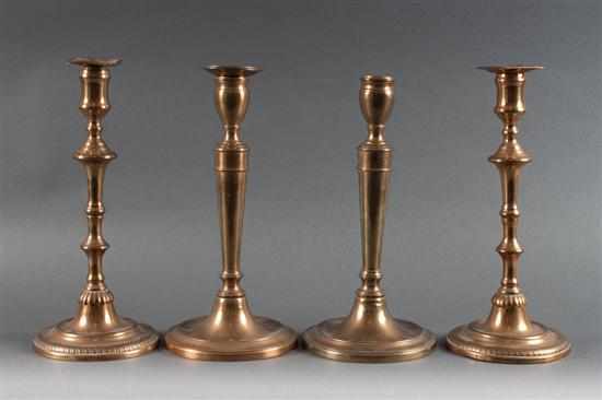 Appraisal: Pair of George III brass candlesticks and a pair of