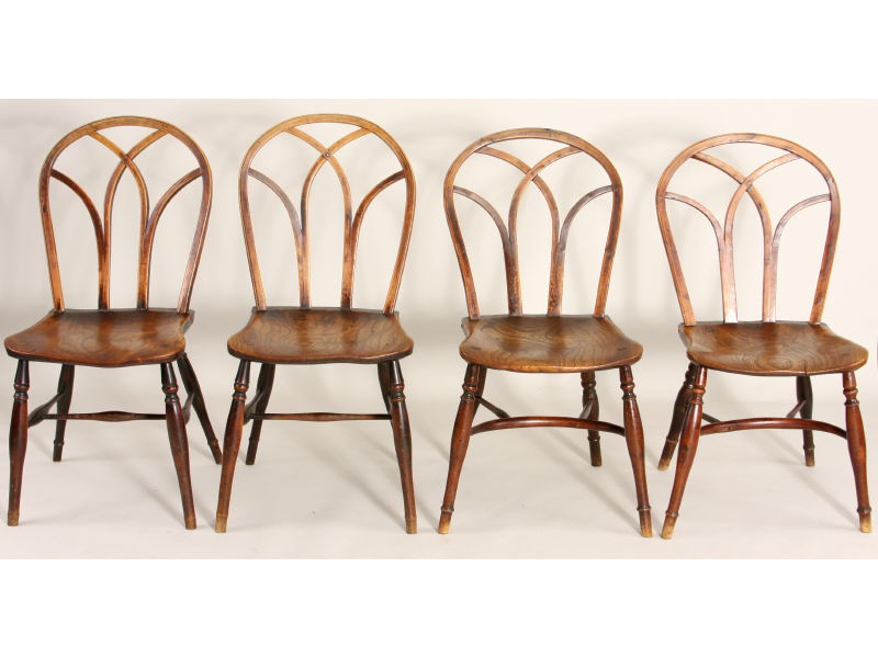 Appraisal: Group of Four Welsh Chairs th c elm arched back