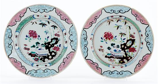 Appraisal: Pair Chinese Export famille rose porcelain plates circa - alternating