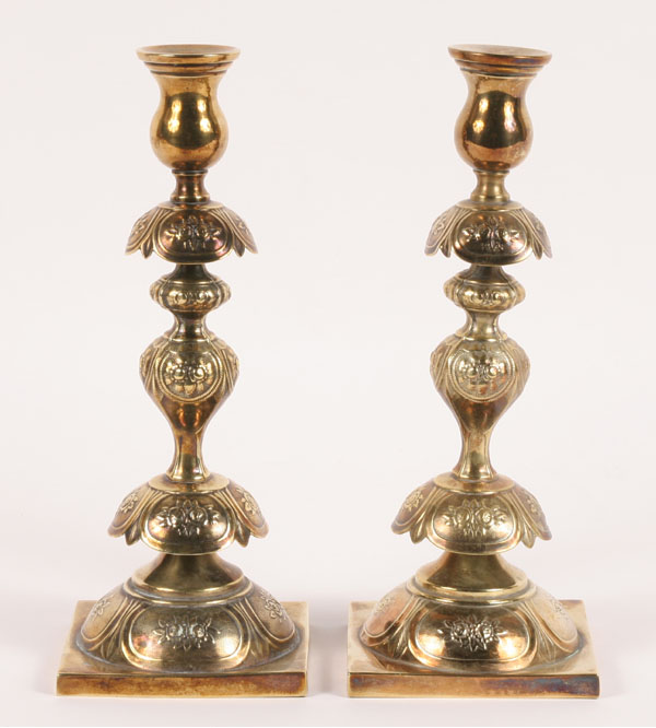 Appraisal: Pair Sabbath candlesticks silverplate with a brass gold wash and