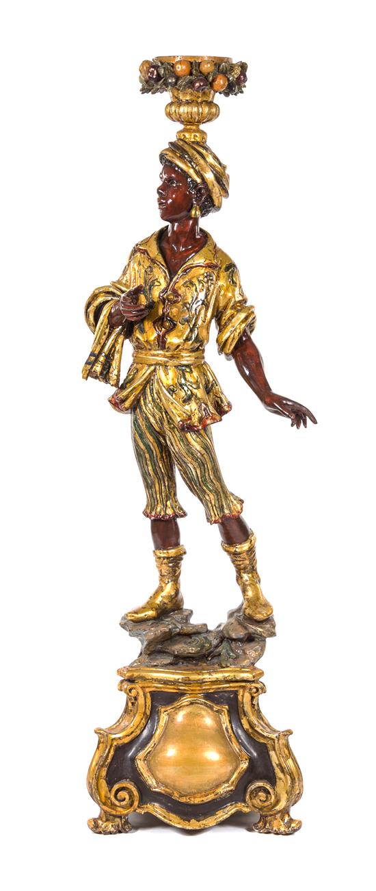 Appraisal: Sale Lot An Italian Painted and Parcel Gilt Figural Torchere