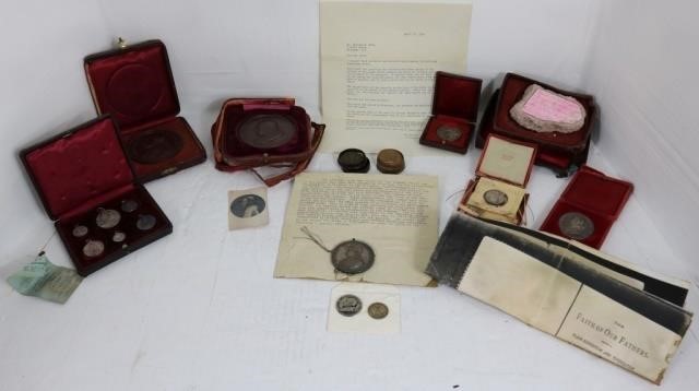 Appraisal: PAPAL MEDALS SOME BRONZE AND SOME SILVER ANDA FRAGMENT FROM