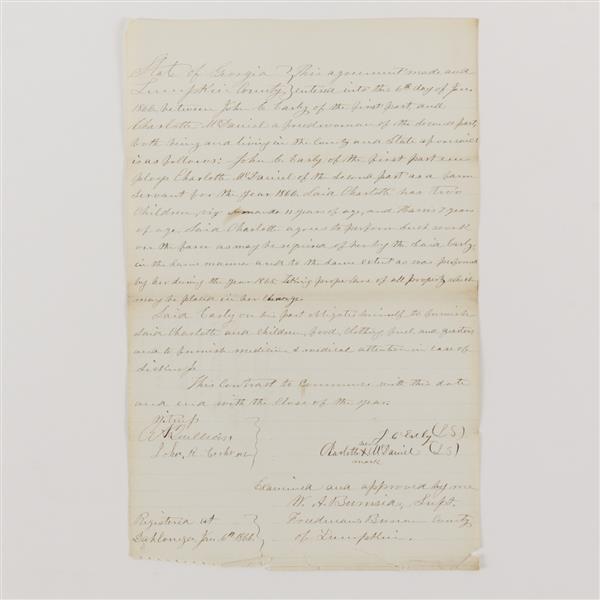 Appraisal: Handwritten document from Lumpkin Co GA This agreement made and