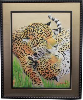 Appraisal: Judy Meier Signed th C Pastel of Cheetahs playing in