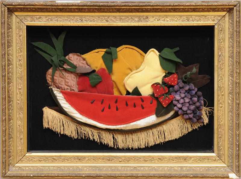 Appraisal: VICTORIAN VELVET FELT AND REP STILL LIFE OF FRUIT ON