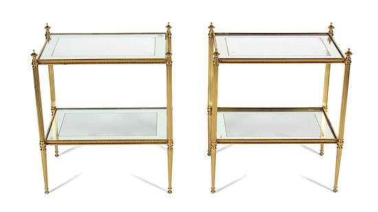 Appraisal: A Pair of French Gilt Bronze and Glass Two-Tier End