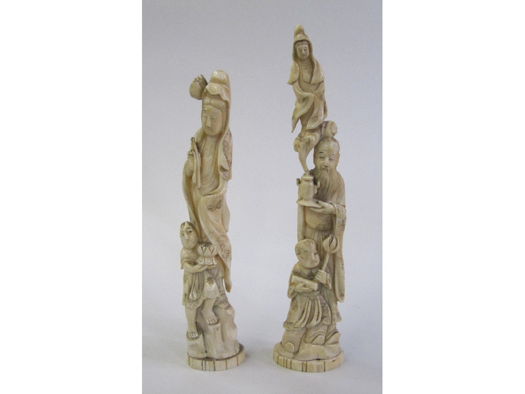 Appraisal: Pair of carved ivory figures - Gods and Goddess