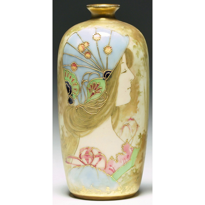 Appraisal: Exceptional Amphora vase slightly tapered shape with an elaborately painted