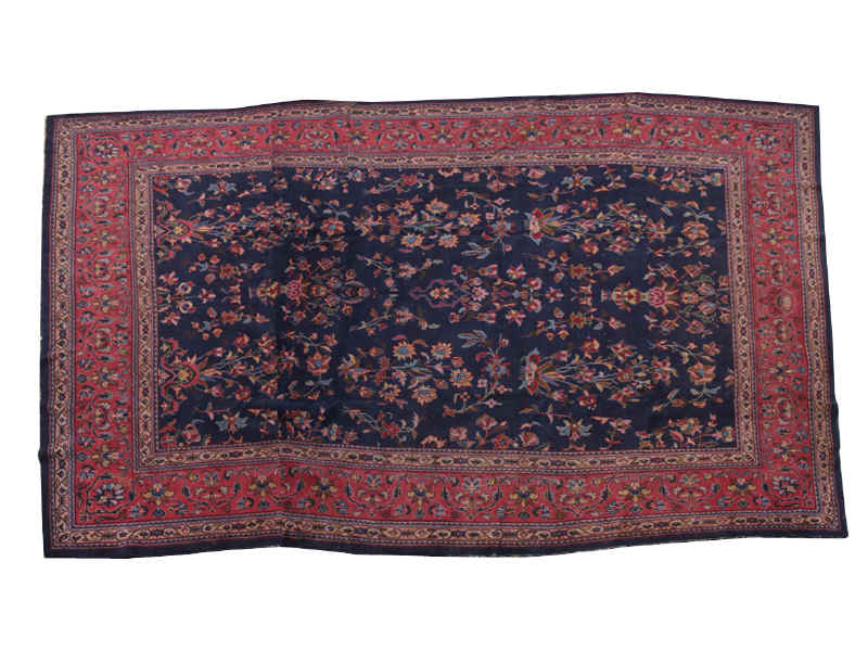 Appraisal: Semi-Antique Sarouk Room Size Rug dark blue field with pink