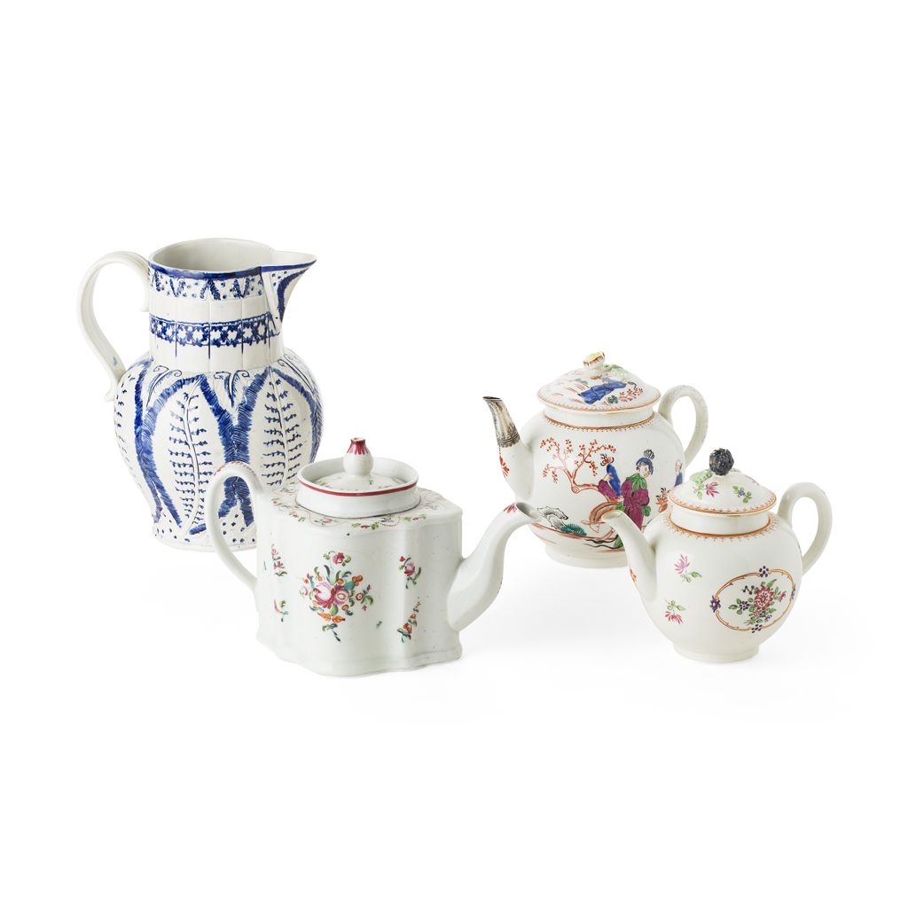 Appraisal: THREE ENGLISH PORCELAIN TEAPOTS TH CENTURY comprising a large Worcester