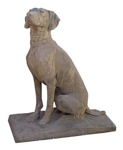 Appraisal: Large cast stone garden statue Dartmoor Hound in a seated