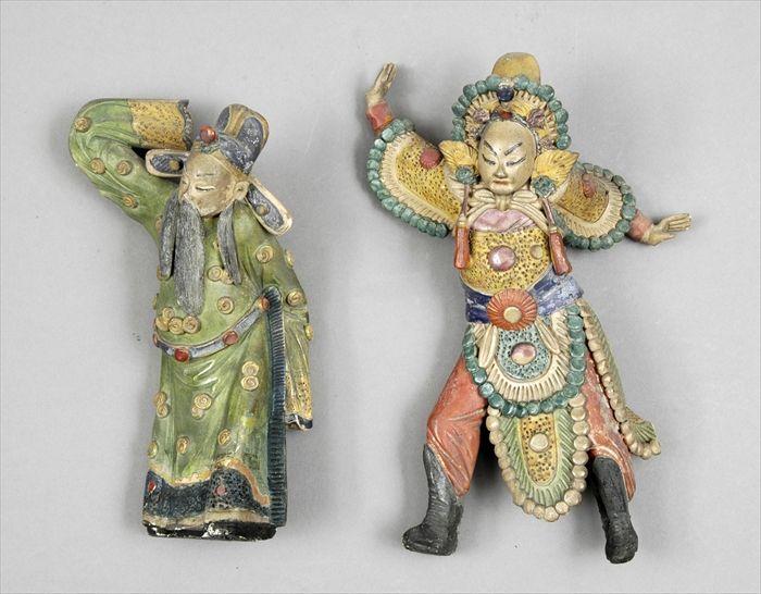 Appraisal: Two Chinese Polychrome Pottery Figures to in